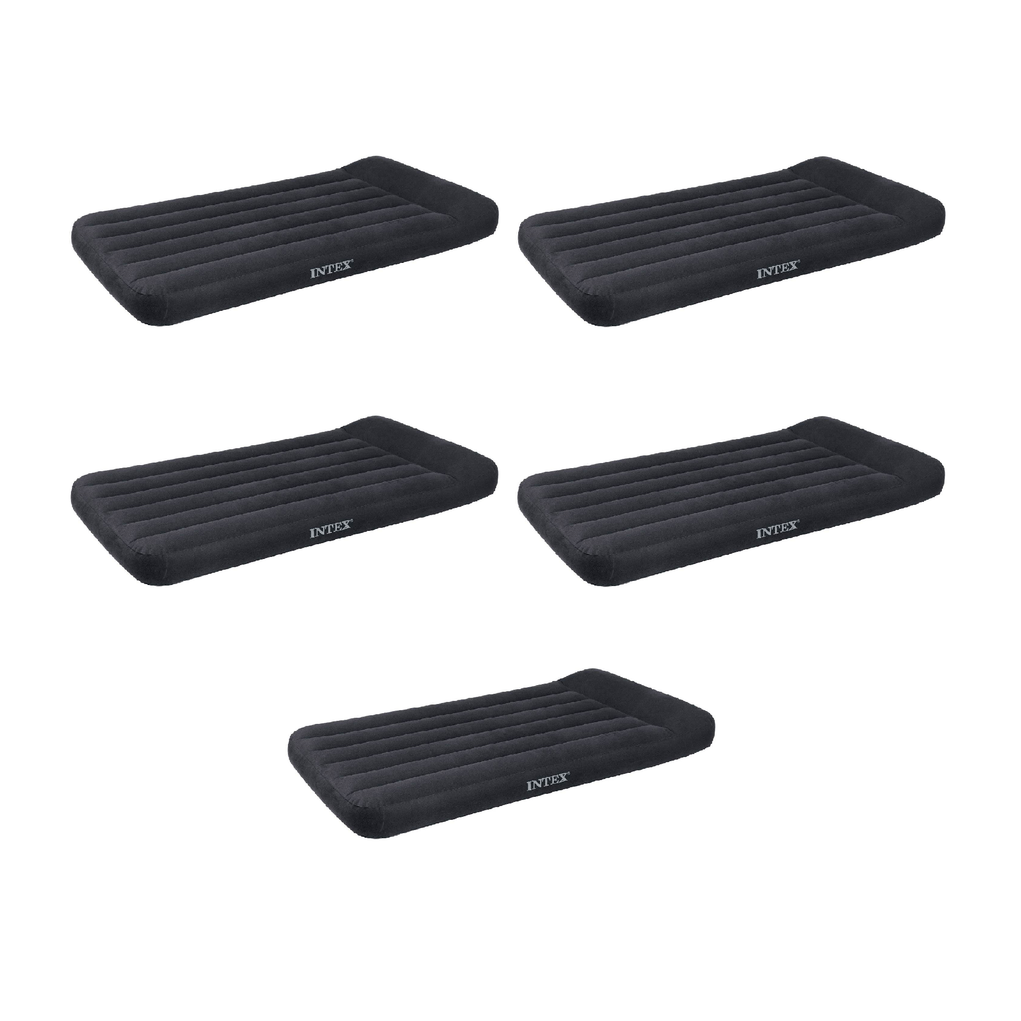 Intex Dura Beam Pillow Rest Classic Blue Standard Airbed w/ Pump, Twin (5 Pack) - VMInnovations
