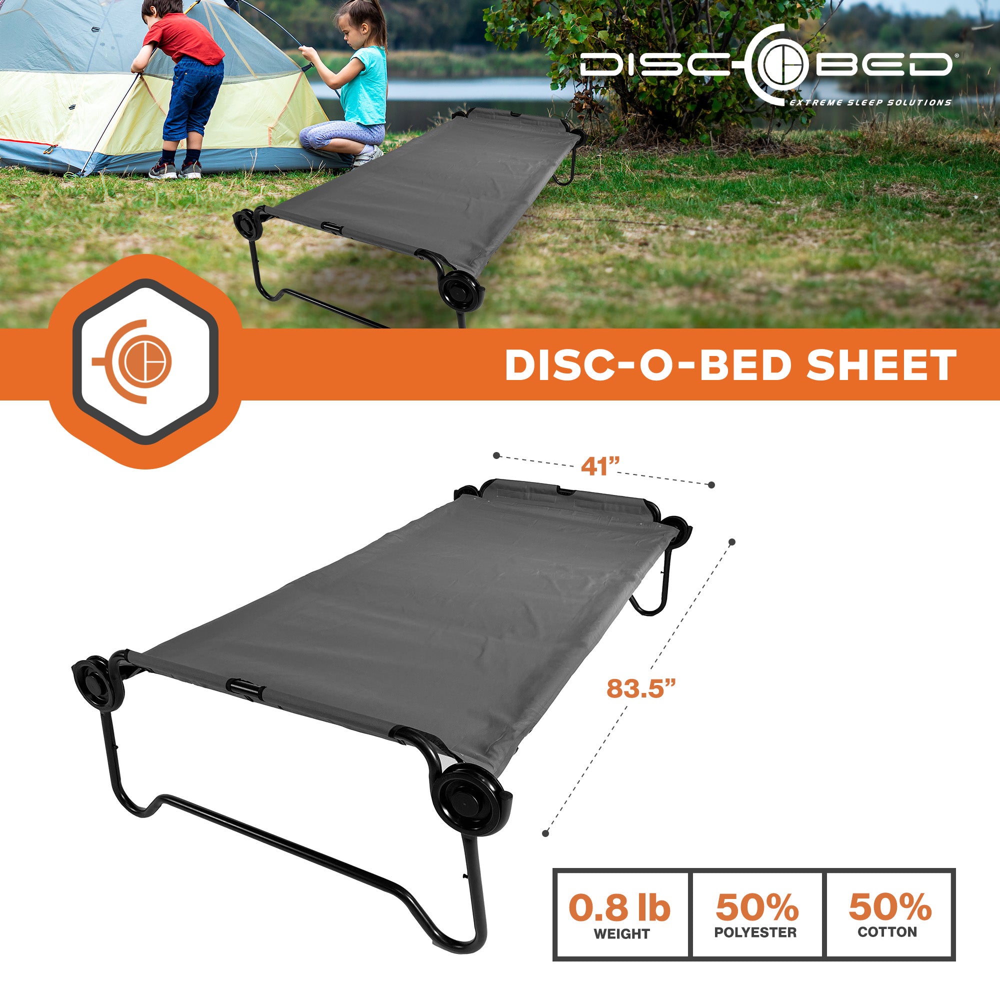 Disc-O-Bed 2XL Cot for Portable Folding Bed Systems & Camping, Grey (Open Box) - VMInnovations