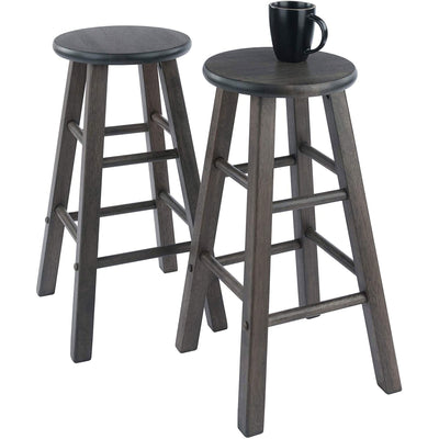 Winsome Element 24in Solid Wood Bar Stool Set, 2 Piece, Oyster Gray (Open Box)