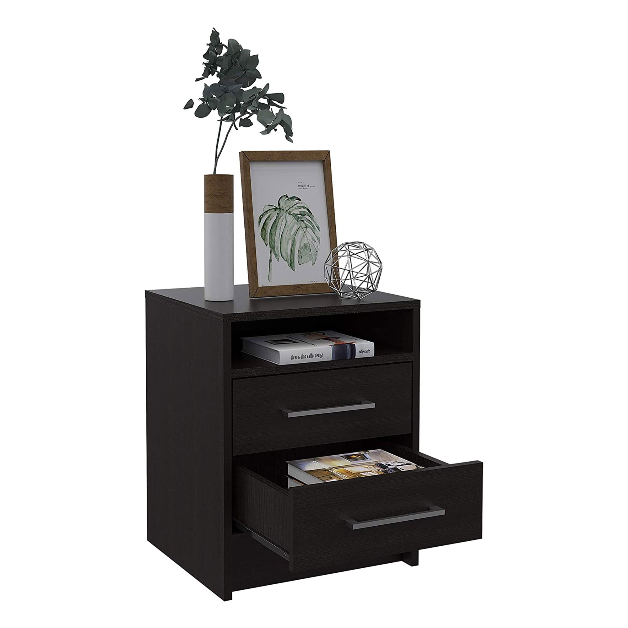 TUHOME Eter Nightstand Bedroom End Table with 2 Drawers, Espresso (2 Pack) - VMInnovations