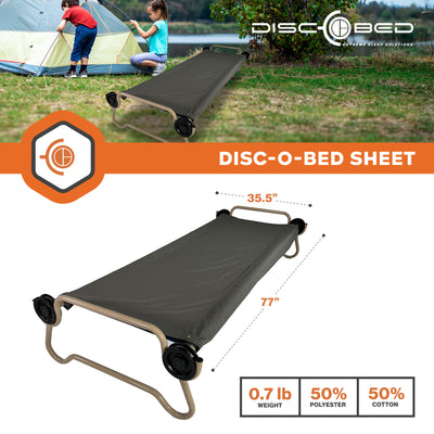 Disc-O-Bed L/XL Cot Sheet for Portable Bed Systems & Camping, Grey (Open Box) - VMInnovations
