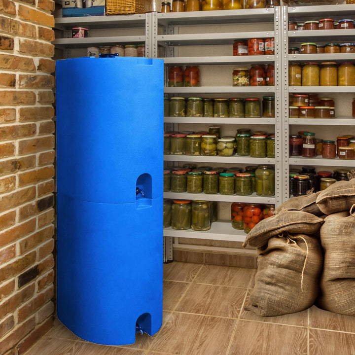 WaterPrepared 55 Gal Stackable Design Utility Water Tank with Large Cap, Blue