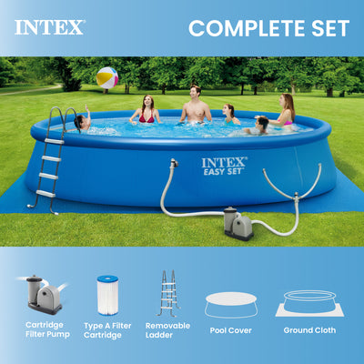 Intex 18' x 48" Inflatable Easy Set Above Ground Pool with Ladder & Pump (Used) - VMInnovations
