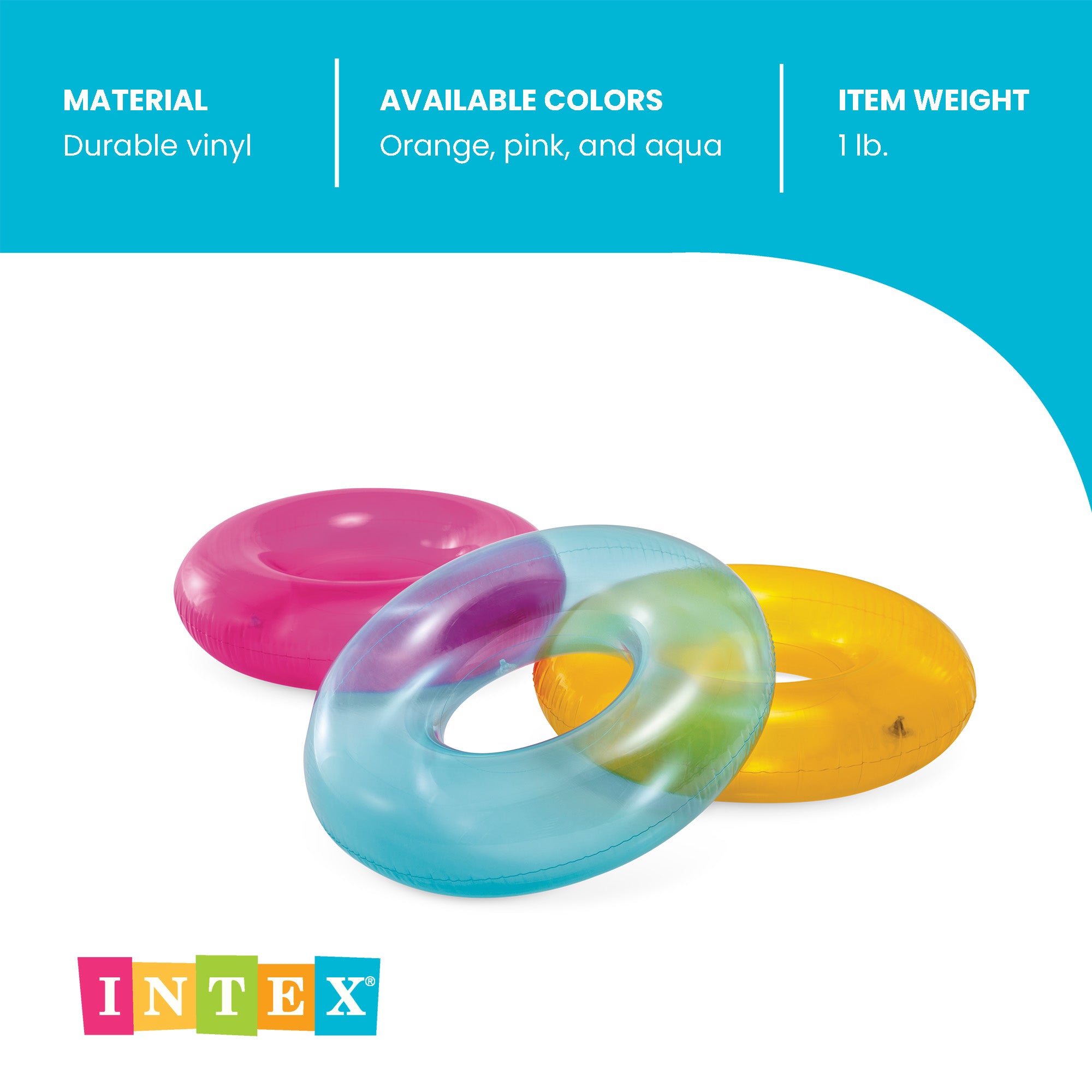 Intex 59260EP Colorful Transparent Inflatable Swimming Pool Beach Tube Raft