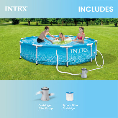 Intex 28207EH 10'x30" Steel Metal Frame Beachside Pool w/ Filter Pump (Open Box) - VMInnovations