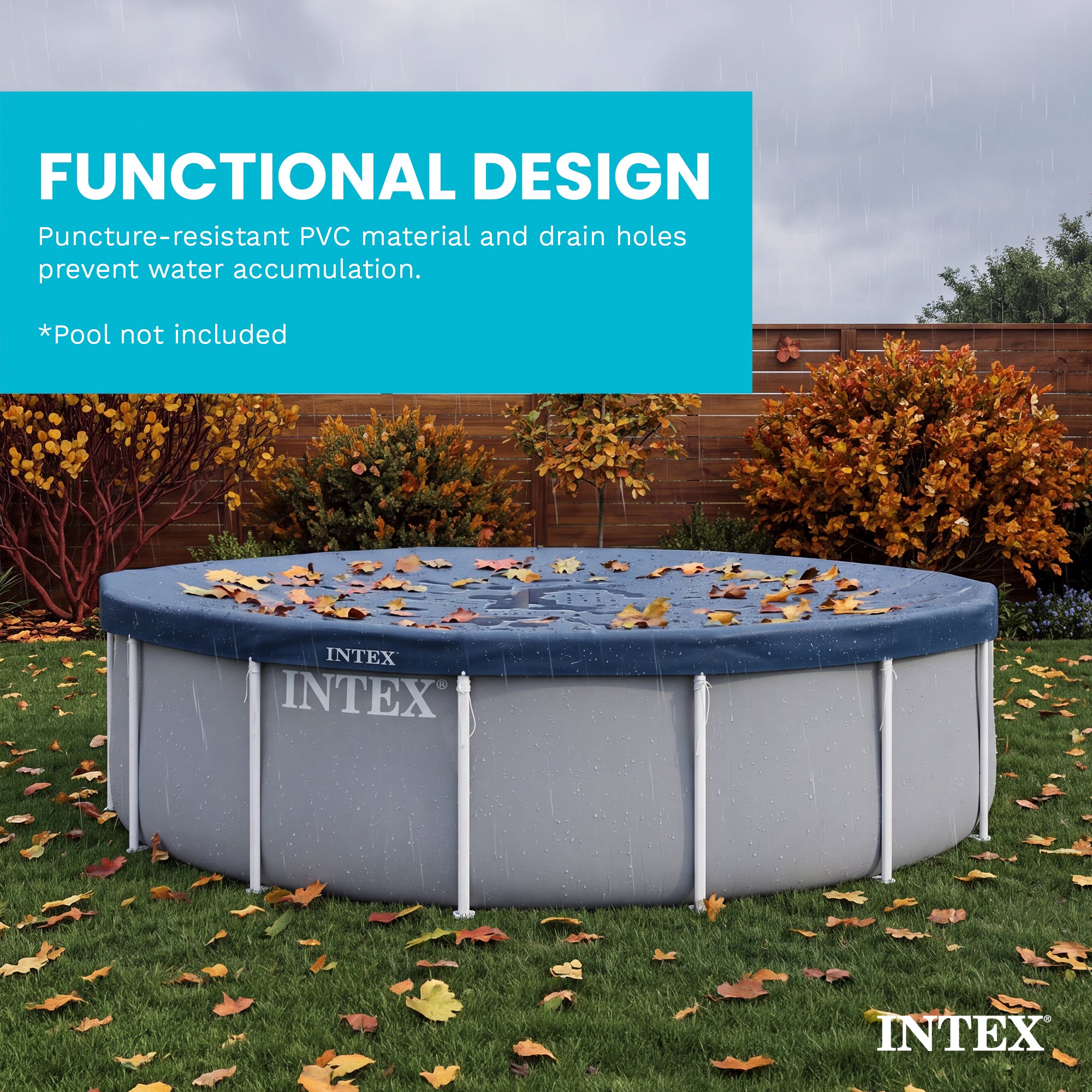Intex 28032E 15 Foot Round Above Ground Swimming Pool Cover, (Pool Cover Only)