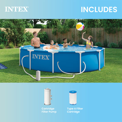Intex 12ft x 30in Metal Frame Above Ground Pool Set with Filter Pump (Used)