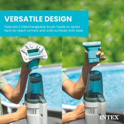 Intex ZR200 Rechargeable Cordless Telescoping Pool Vacuum with 2 Brush Heads
