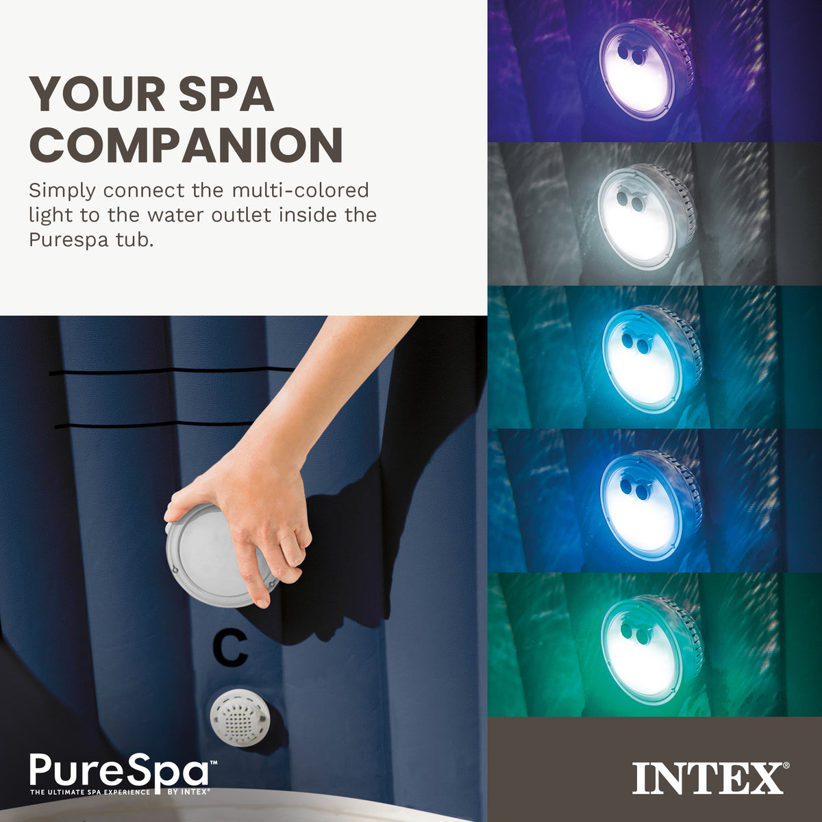 Intex PureSpa Multi-Colored LED Light for Bubble Spa Hot Tub | (Open Box) - VMInnovations