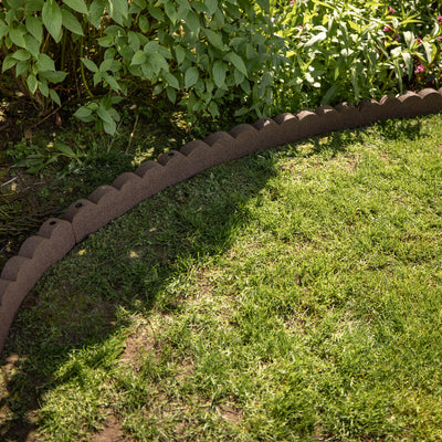 Tierra Verde 47"L Scallop Recycled Rubber Garden Border & Edging, Earth, 2-Pack