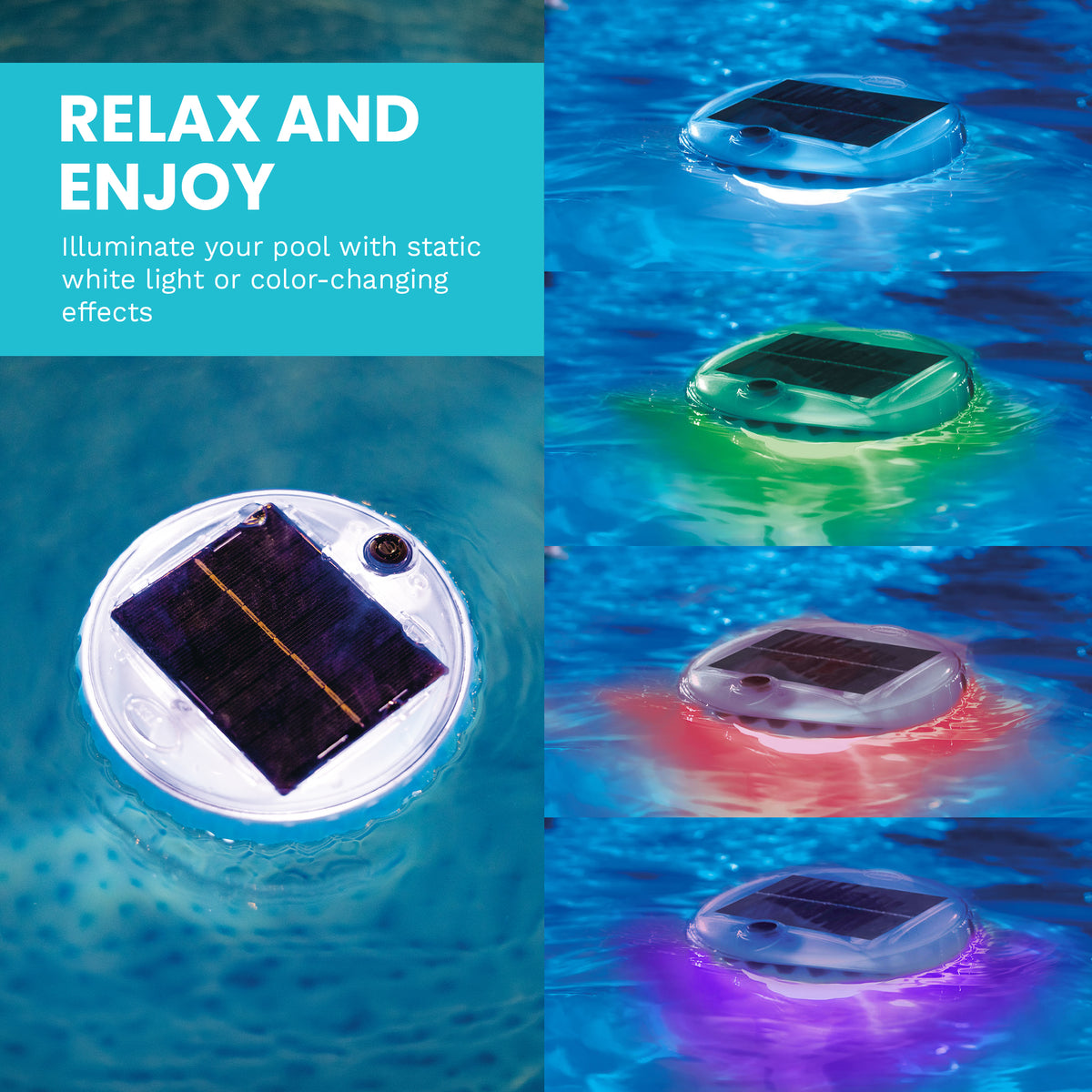 Intex 28690E Solar Powered LED Floating Pool Night Light, Auto On Color Changing