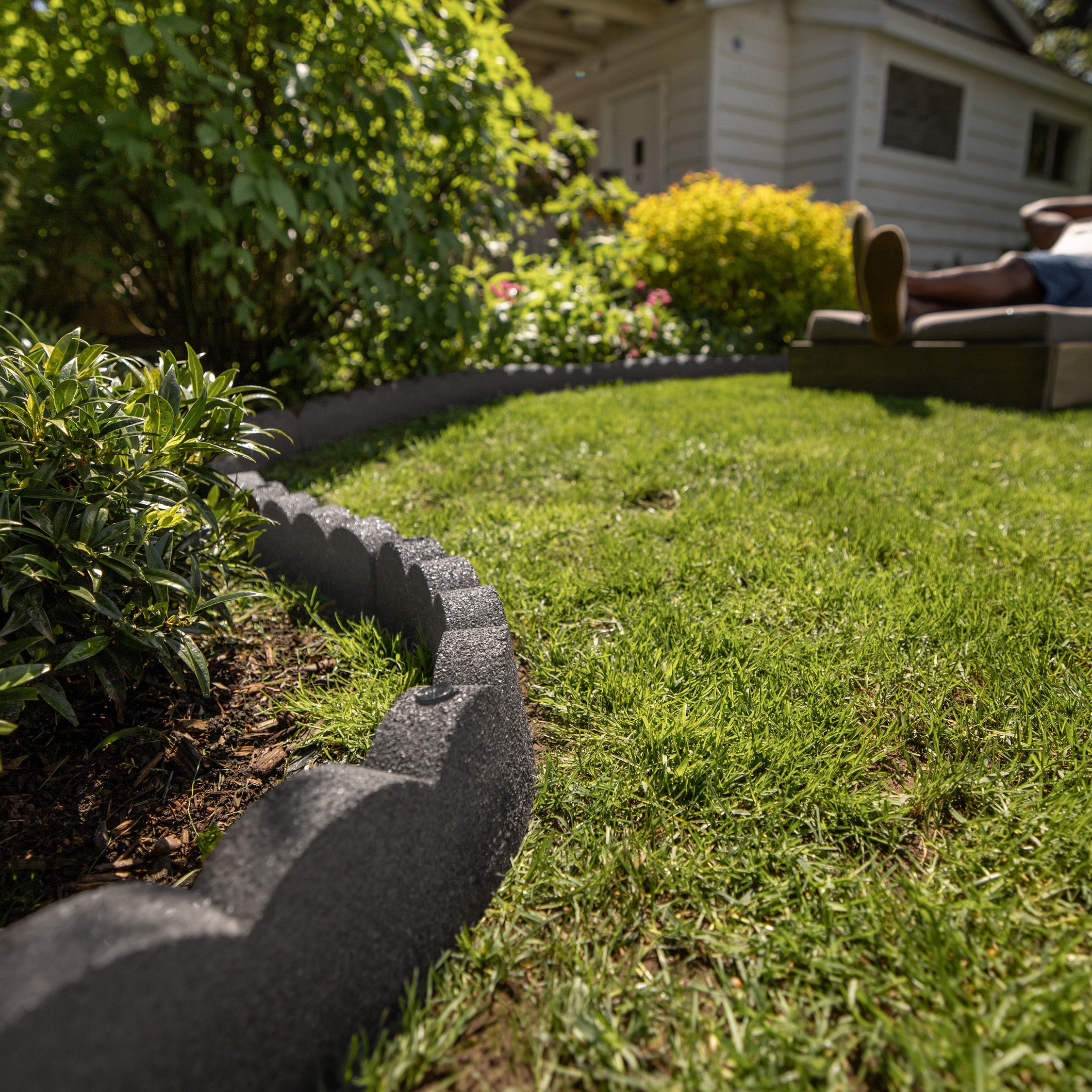 Tierra Verde 47"L Scallop Recycled Rubber Garden Border & Edging, Grey, 2-Pack