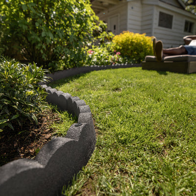 Tierra Verde 47"L Scallop Recycled Rubber Garden Border & Edging, Grey, 2-Pack