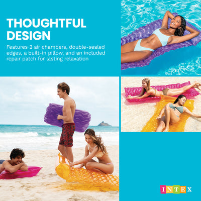 Intex Tote 'N Float Wave Mat Floating Swimming Pool Lounger, 1 Pc, Color Varies