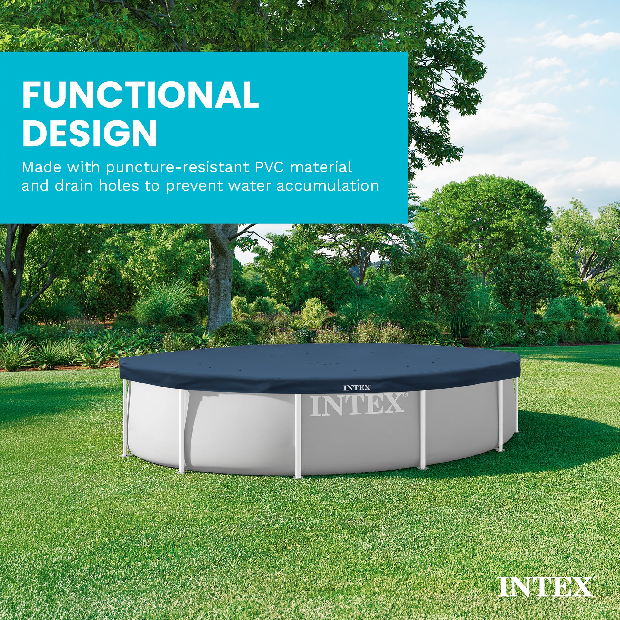 Intex 28031E 12 Foot Round Above Ground Swimming Pool Cover, (Pool Cover Only)