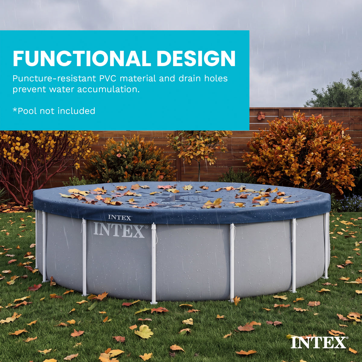 Intex 15' Round Above Ground Swimming Pool Cover, (Pool Cover Only)(Open Box) - VMInnovations