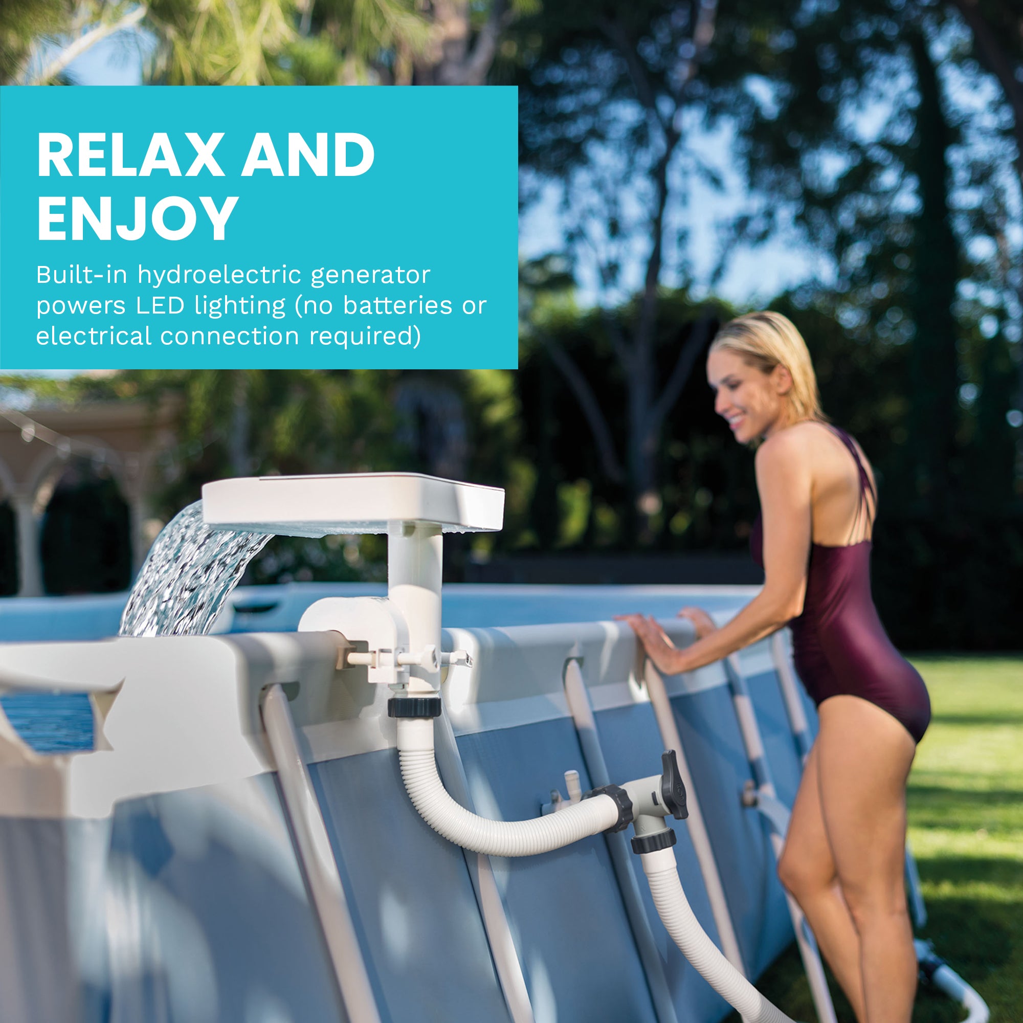 Intex 28090E Above Ground Swimming Pool 3 Colored LED Relaxing Waterfall Cascade