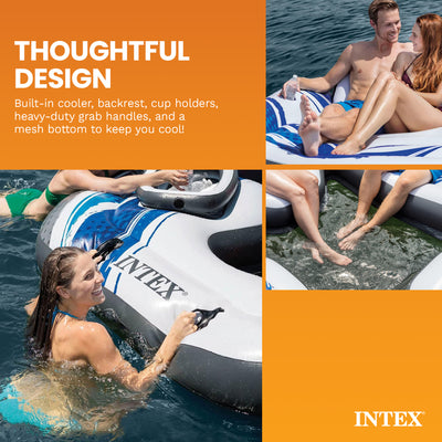 Intex Inflatable Lake Island Water Float with Cooler and Cupholders(Open Box) - VMInnovations