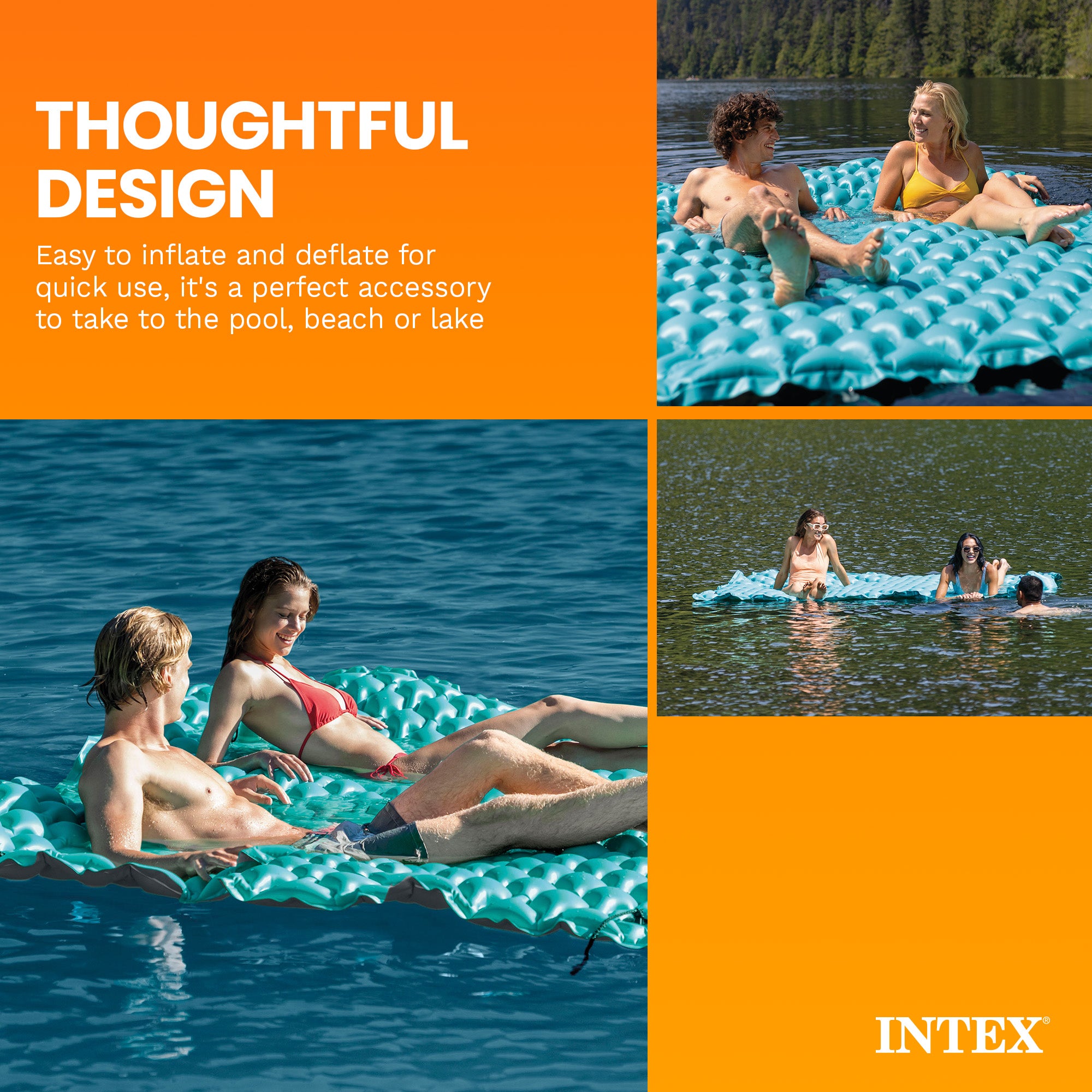 Intex Giant 9.5' Inflatable Floating Swimming Pool Lake Mat Platform Pad (Used) - VMInnovations