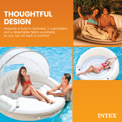 Intex 78 x 59 Inch White Inflatable Canopy Island Lounge Raft with Shade (Used) - VMInnovations