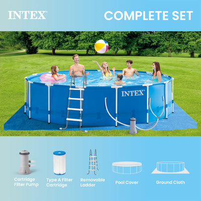 Intex 28241EH 15ft x 48in Metal Frame Above Ground Pool Set with Pump & Cover