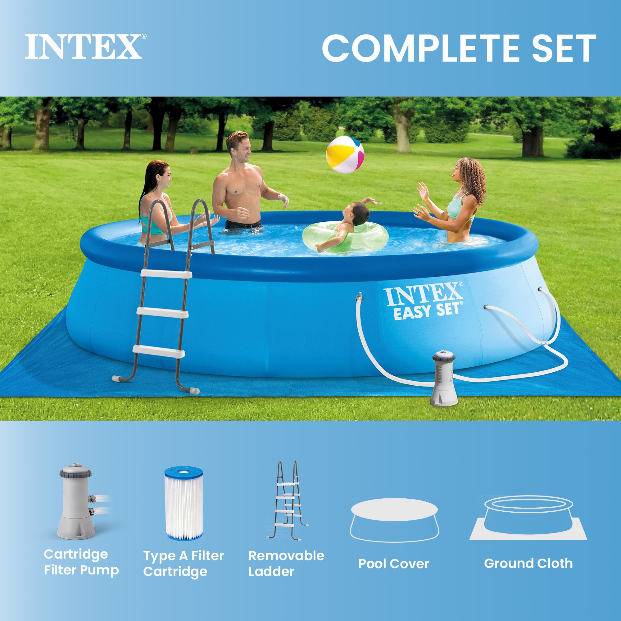 Intex 26165EH 15ft x 42in Easy Set Inflatable Above Ground Swimming Pool w/ Pump