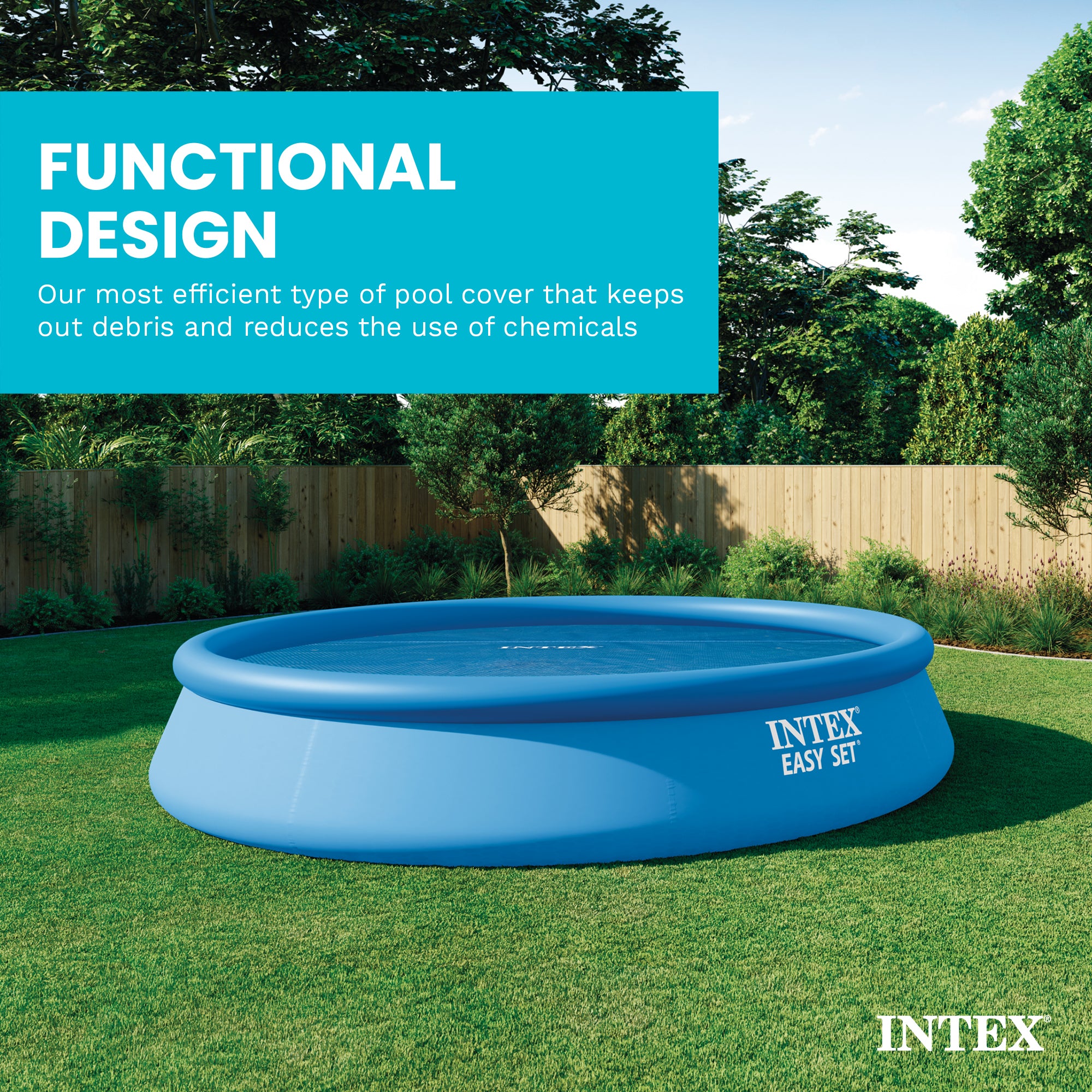 Intex 18 Ft Round Easy Set Blue Solar Cover for Swimming Pools, Pool Cover Only