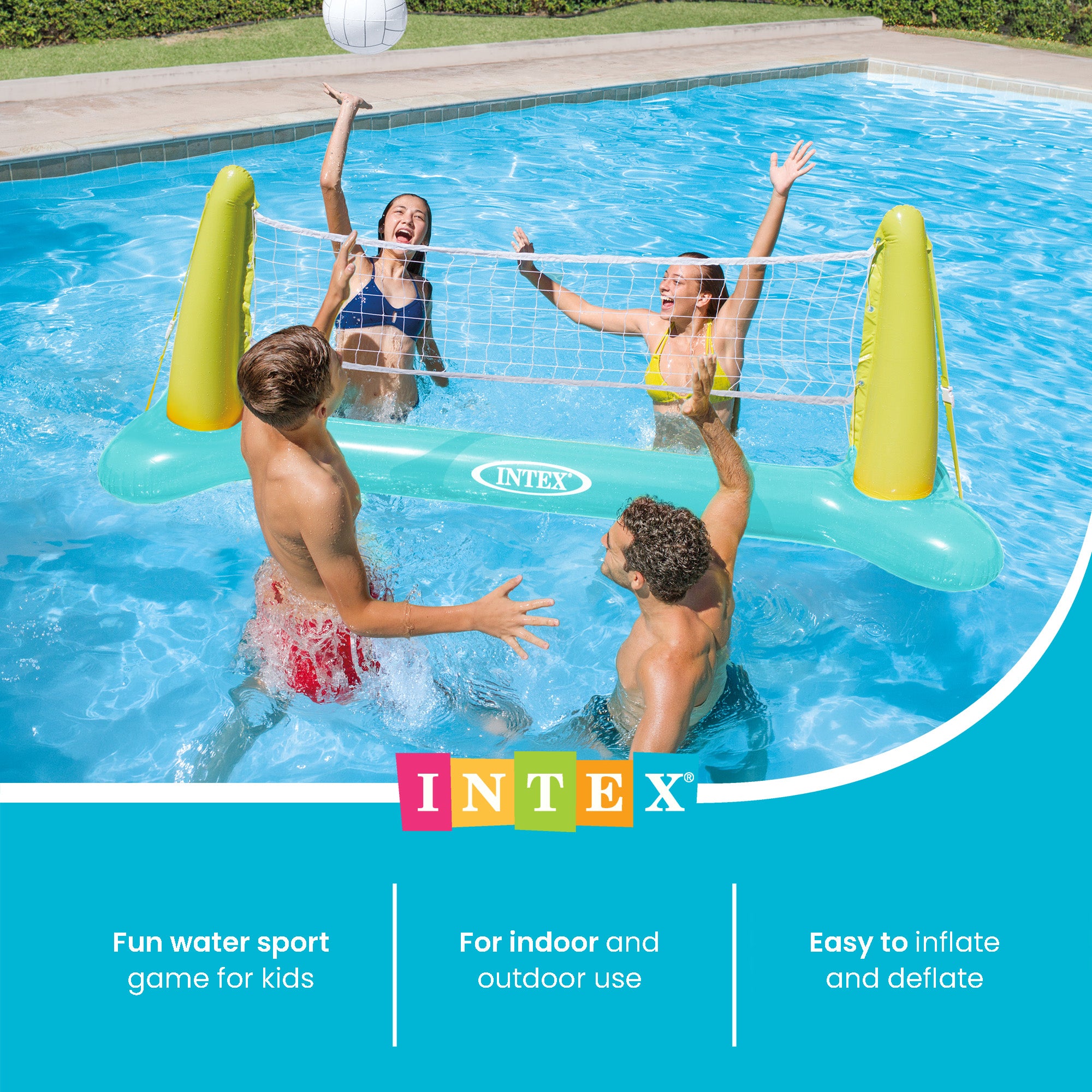 Intex 56508EP Inflatable Floating Swimming Pool Toys Volleyball Game, Green