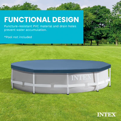 Intex 10-Foot Round Above Ground Pool Vinyl Debris Cover, Blue | 28030E (Used)