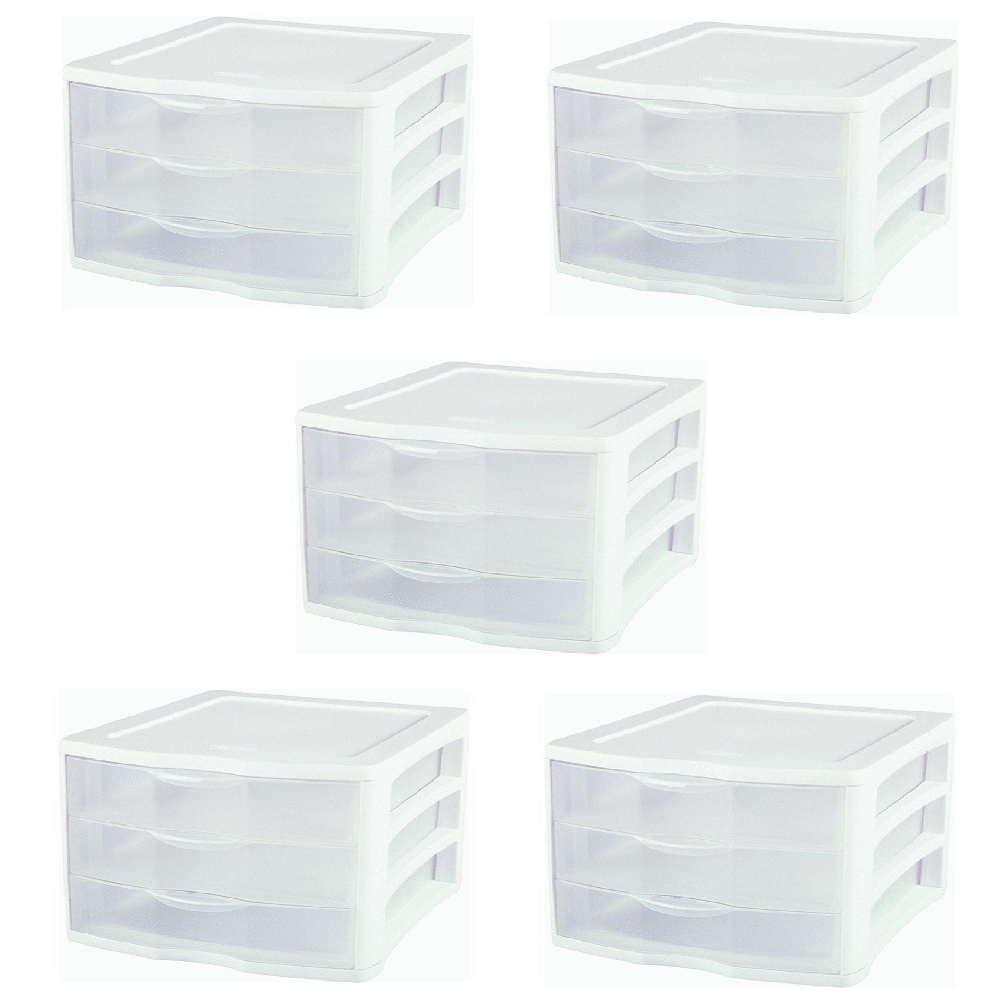 Sterilite ClearView Compact Portable 3 Storage Drawer Organizer Cabinet (5 Pack)