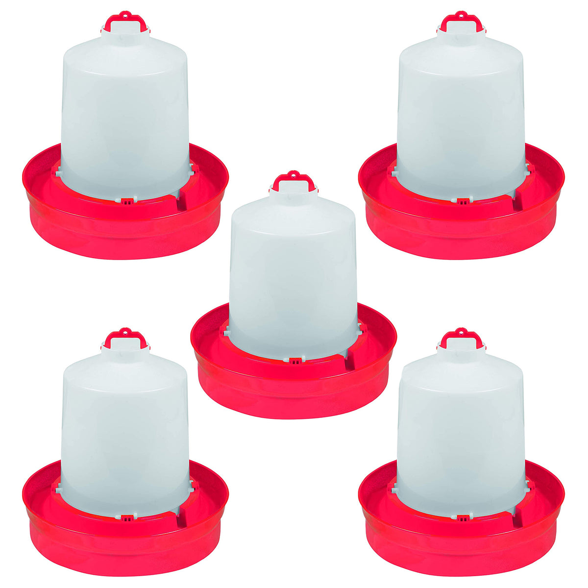 Little Giant Red Deep Base 2 GA. Poultry Waterer for Chickens & Birds (5 Pack)