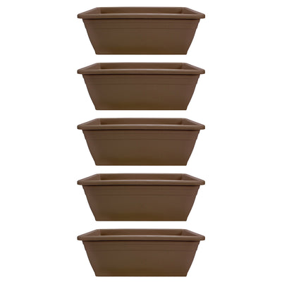 HC Companies 12-Inch Outdoor Plastic Deck Flower Planter Box, Chocolate (5 Pack)