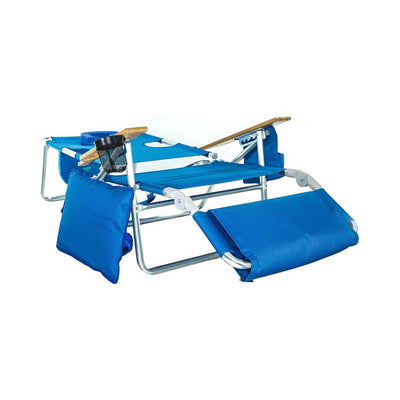 Ostrich Deluxe Padded 3-N-1 Outdoor Lounge Reclining Beach Chair, Blue (2 Pack) - VMInnovations