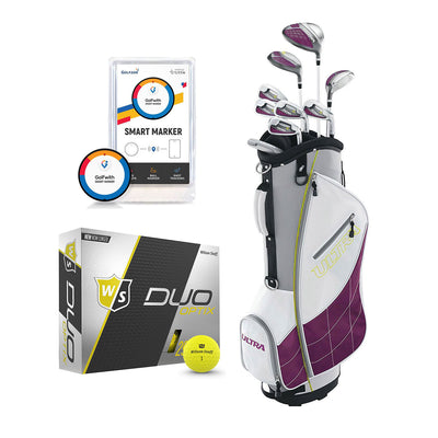 Wilson Womens Club Set w/Bag, Low Compression Golf Balls, Distance Tracker