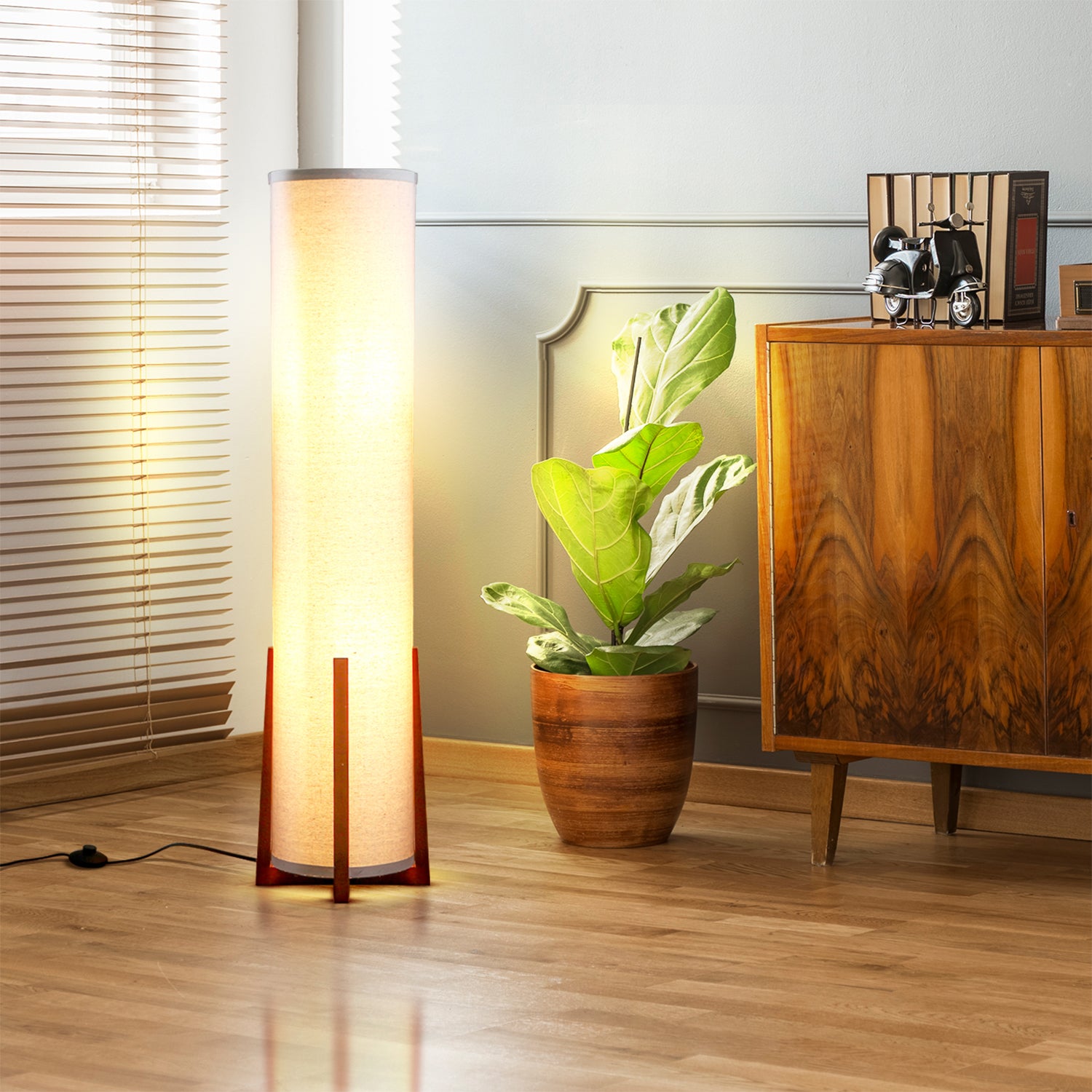 Brightech Parker 48" Tall Decorative Tower Shade Soft LED Light Floor Lamp(Used)