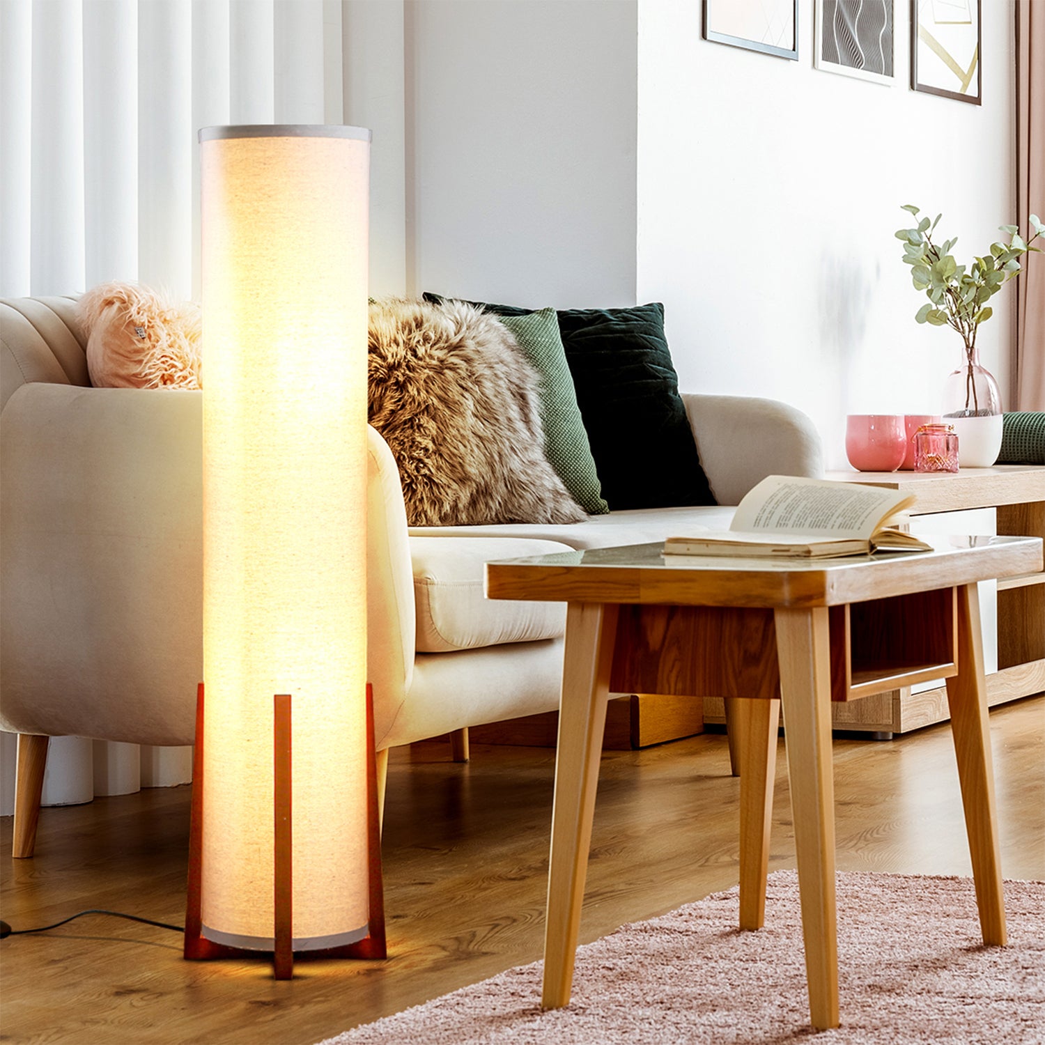 Brightech Parker 48" Tall Decorative Tower Shade Soft LED Light Floor Lamp(Used)
