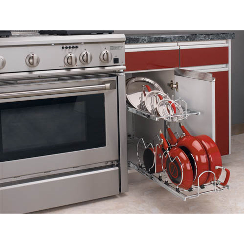 Rev-A-Shelf 5CW2-1222-CR 12" Cabinet Pullout 2-Tier Cookware Organizer (2 Pack) - VMInnovations
