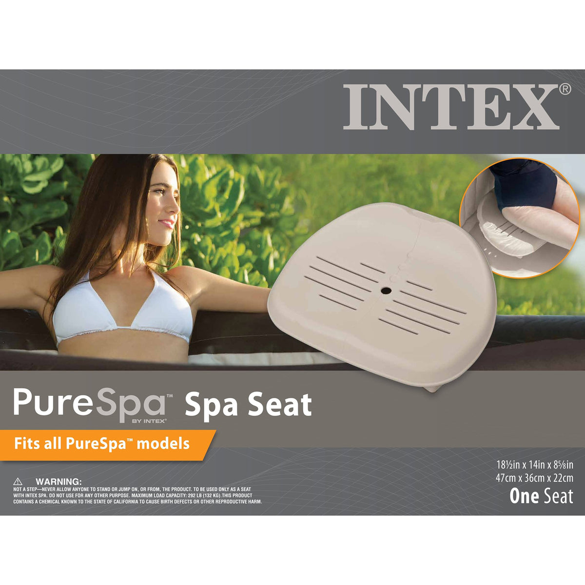Intex Slip Resistant Hot Tub Seat (2 Pack) and Inflatable Spa Headrest (2 Pack)