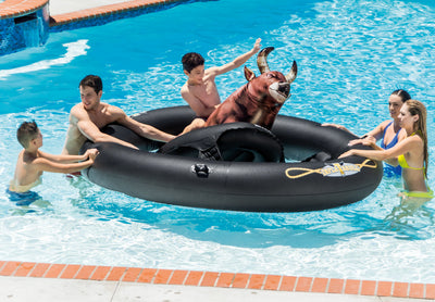 Intex American Flag 2 Person Party Island Bull-Riding Swimming Pool Lake Float - VMInnovations