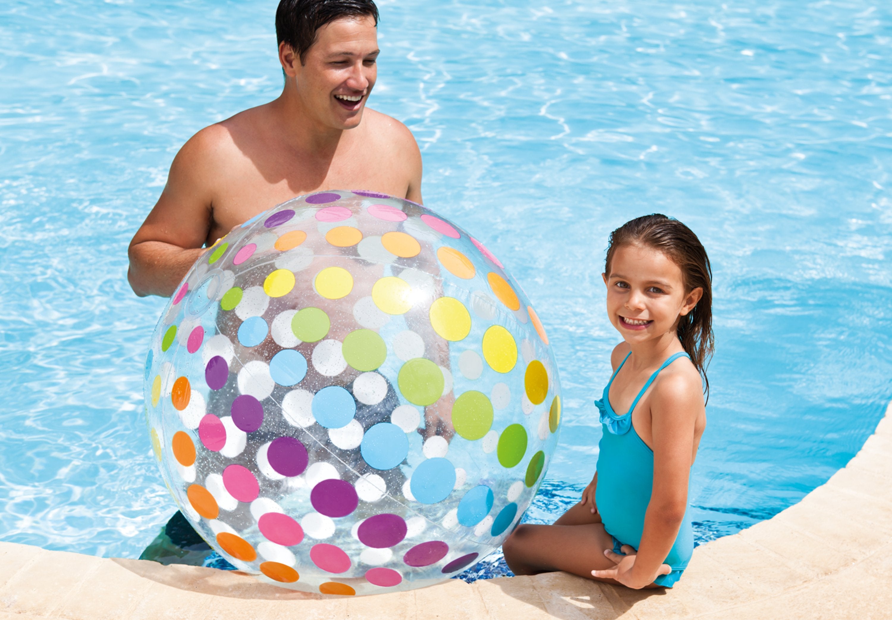 Intex Jumbo Inflatable Glossy Big Polka-Dot Colorful Giant Beach Ball (12 Pack)