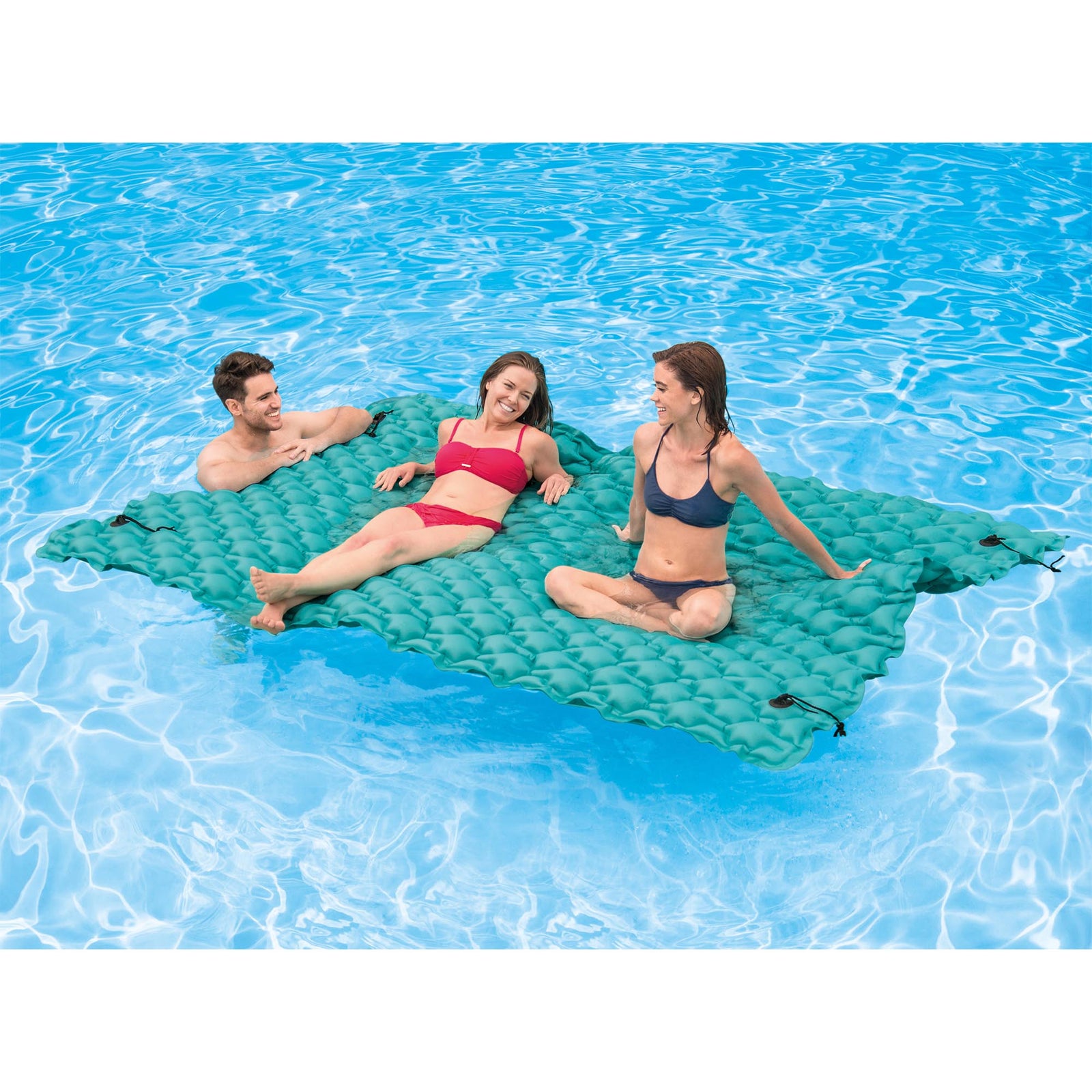 Intex Giant Inflatable Floating Water Pool Lake Mat Platform Pad, Teal (4 Pack) - VMInnovations