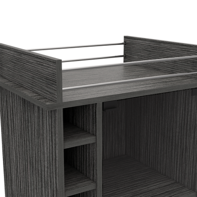 TUHOME Dukat Bar Storage Cabinet Cart for Wine & Liquor w/ Glass Door, Smoky Oak - VMInnovations