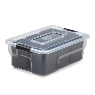 Ezy Storage 5 Quart Sort It Storage Container Box with Removable Cups, Clear