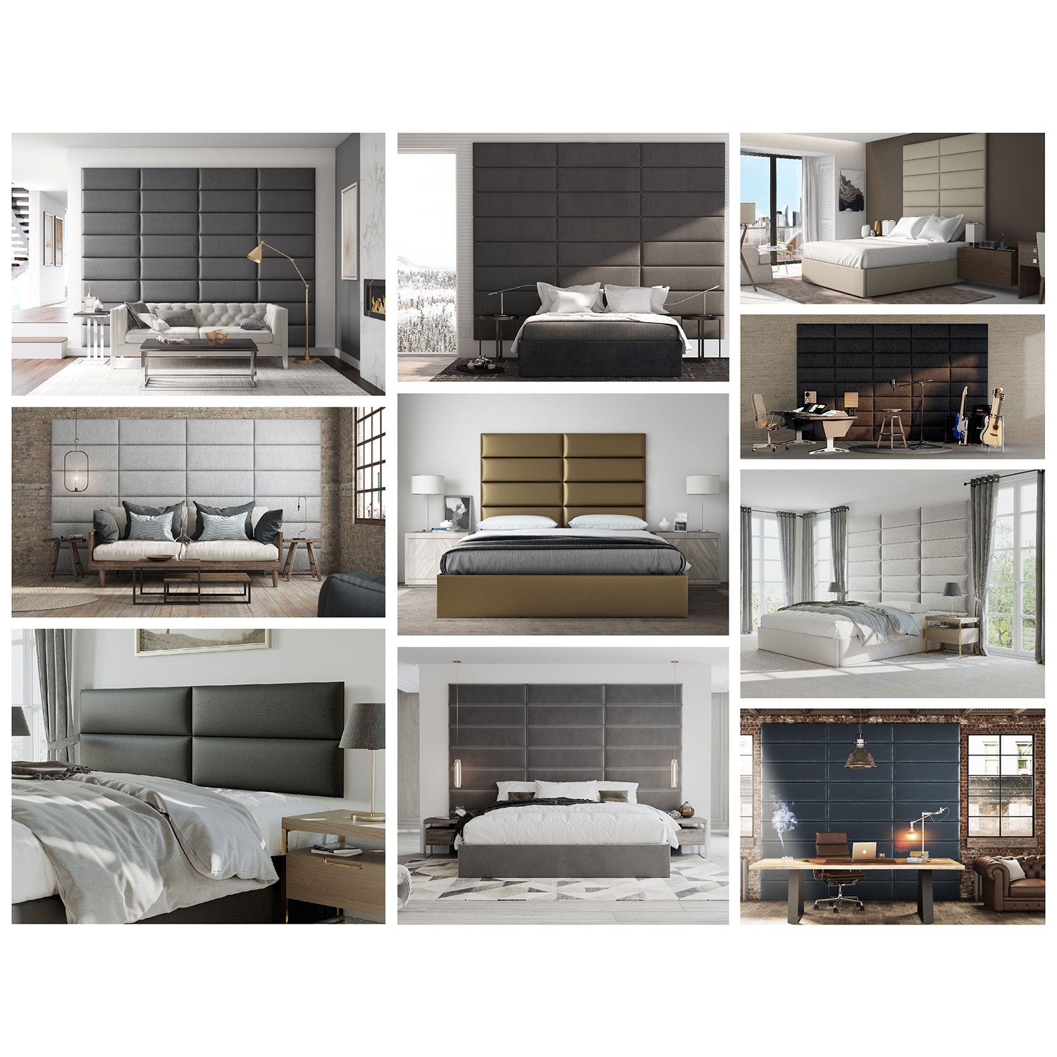 Vant 39 x 46" Floating Upholstered Décor Wall Panels, Metallic Champagne (4 Pk)