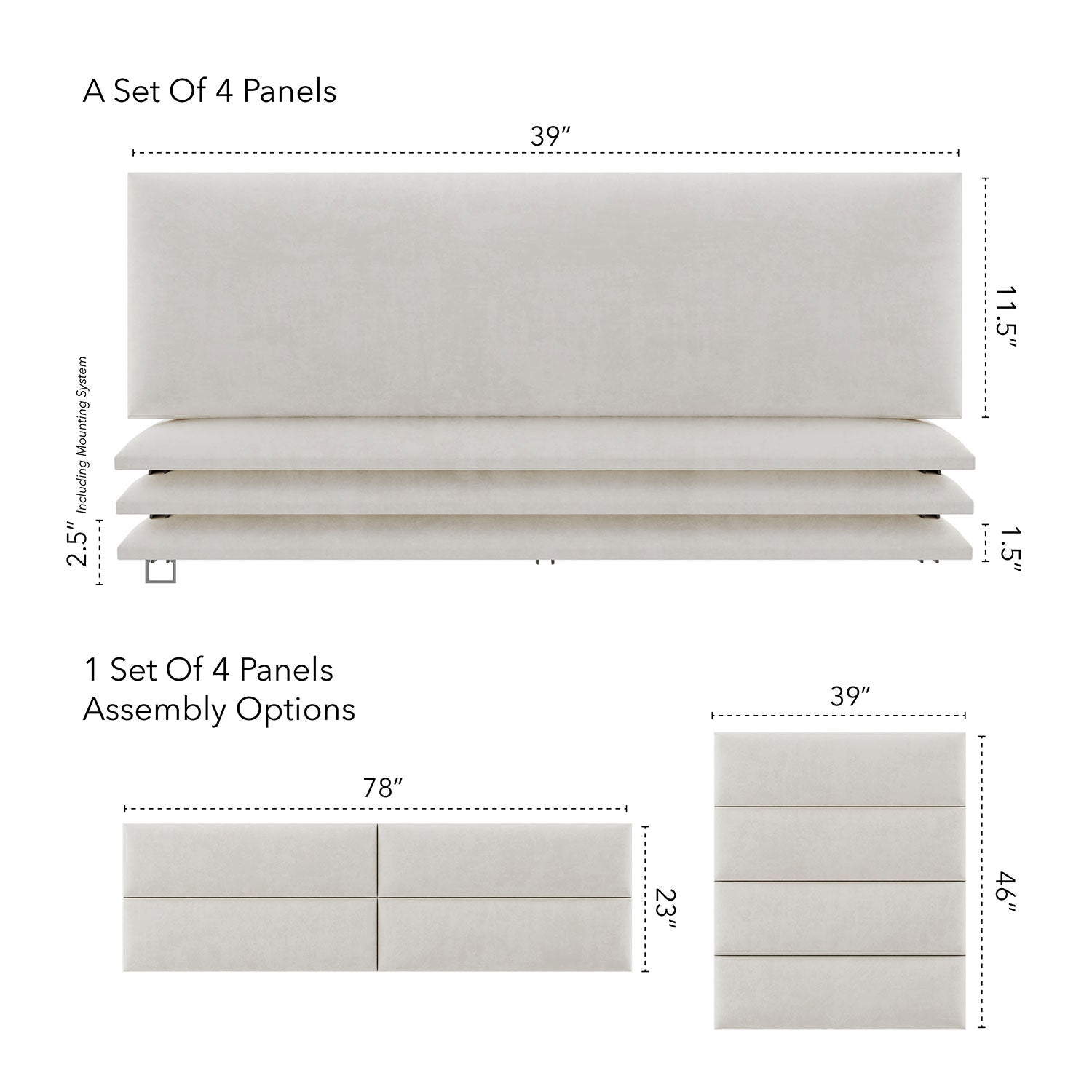Vant 39 x 46 Inch Upholstered Wall Panels, Micro Suede Neutral Sand (4 Pack)