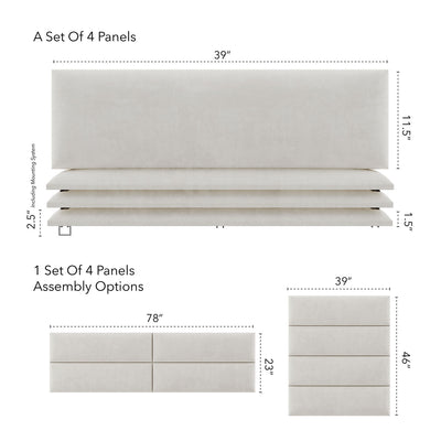 Vant 39 x 46 Inch Upholstered Wall Panels, Micro Suede Neutral Sand (4 Pack)