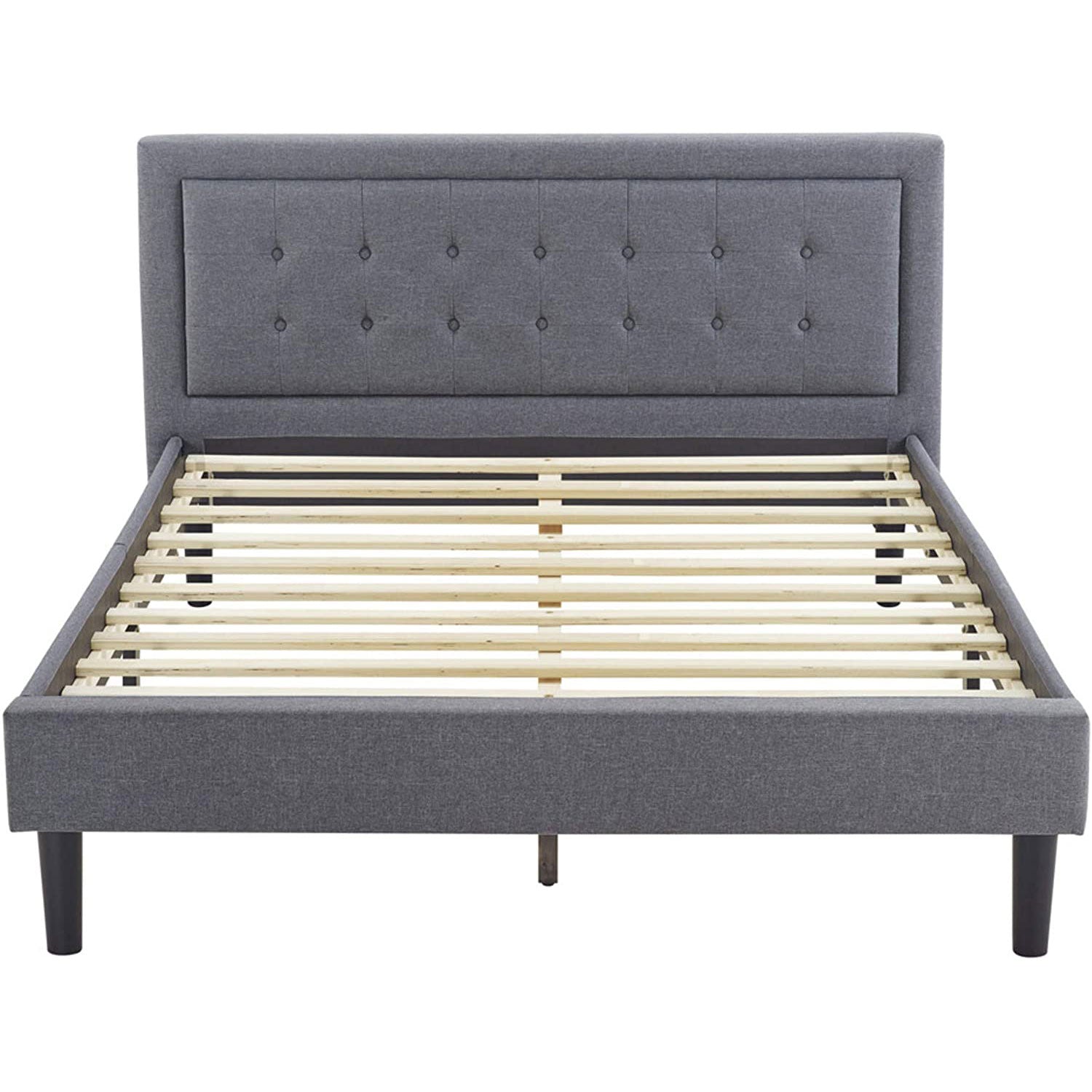 Classic Brands Mornington Tufted Upholstery Platform Bed Frame, King, Light Grey