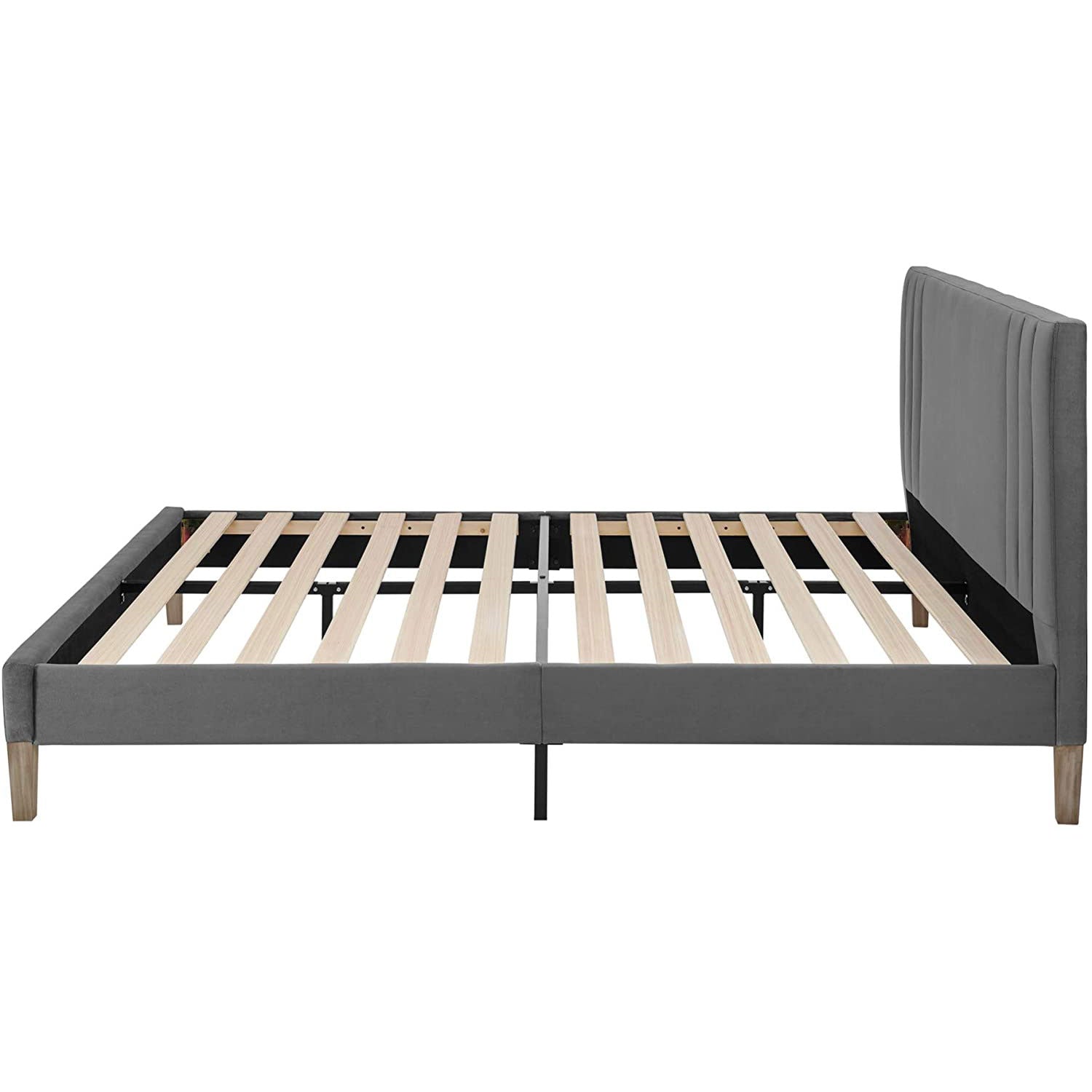 Classic Brands Chicago Tufted Upholstered Platform Bed Frame, King, Dark Grey