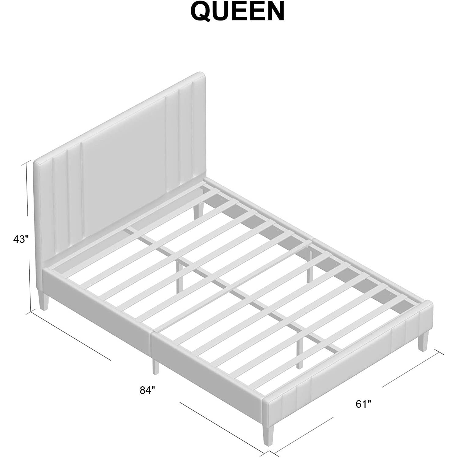 Classic Brands Chicago Tufted Upholstered Platform Bed Frame, Queen, Light Grey