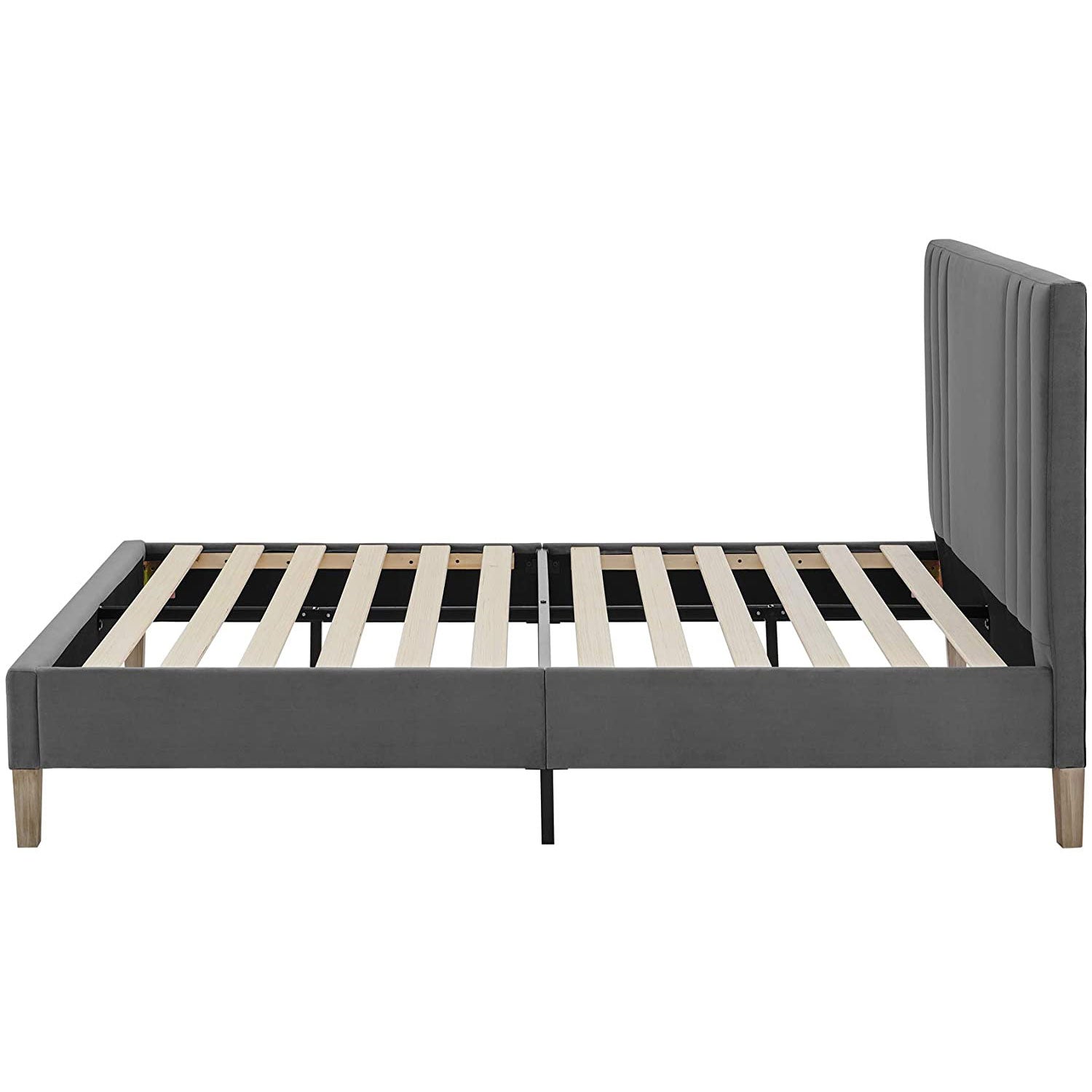 Classic Brands Chicago Tufted Upholstered Platform Bed Frame, Full, Dark Grey